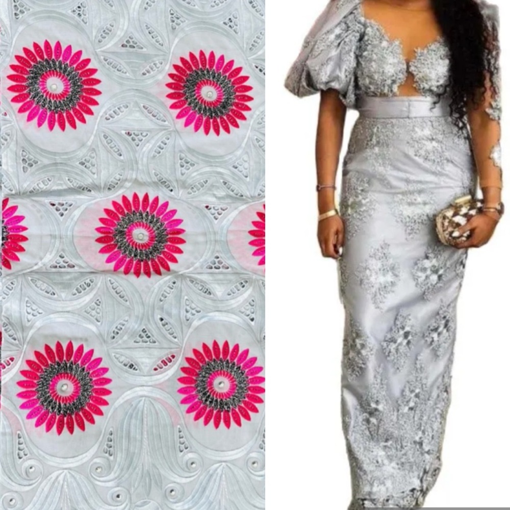 Pure Embroidery Tulle Lace 5 yards Fabric